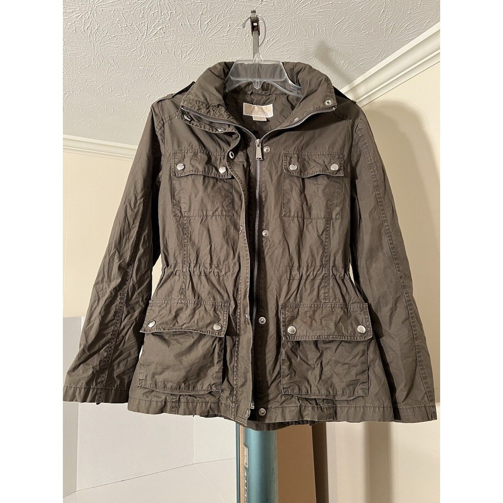 Michael Kors Women's Jacket Multi Pockets, Hood, Cinch Waist Size Small